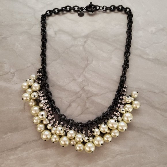 J. Crew Jewelry - ✨ J.Crew Distressed Rhinestones Crystal Pearl Cluster Statement Necklace ✨